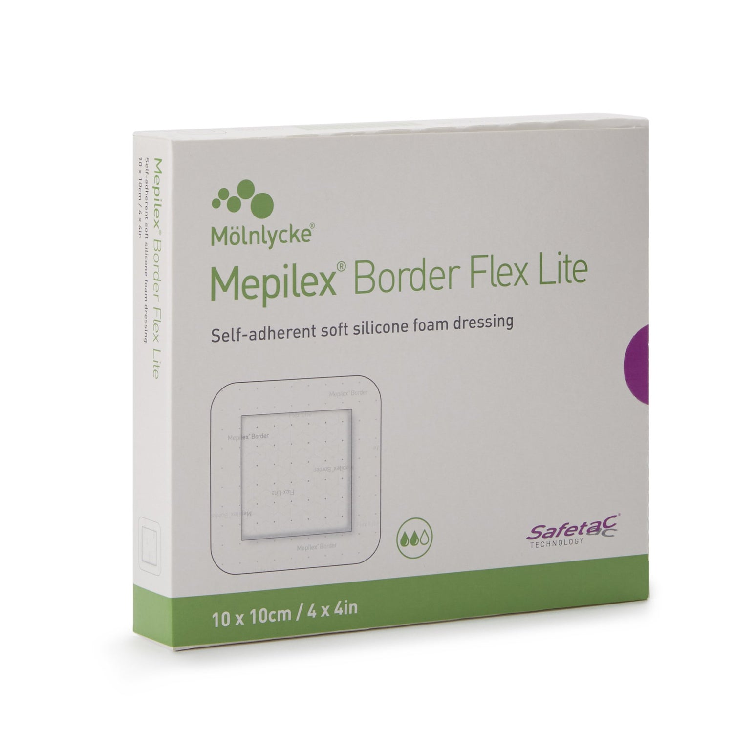 Thin Foam Dressing Mepilex® Border Flex Lite 4 X 4 Inch With Border Film Backing Silicone Adhesive Square Sterile - BeHope