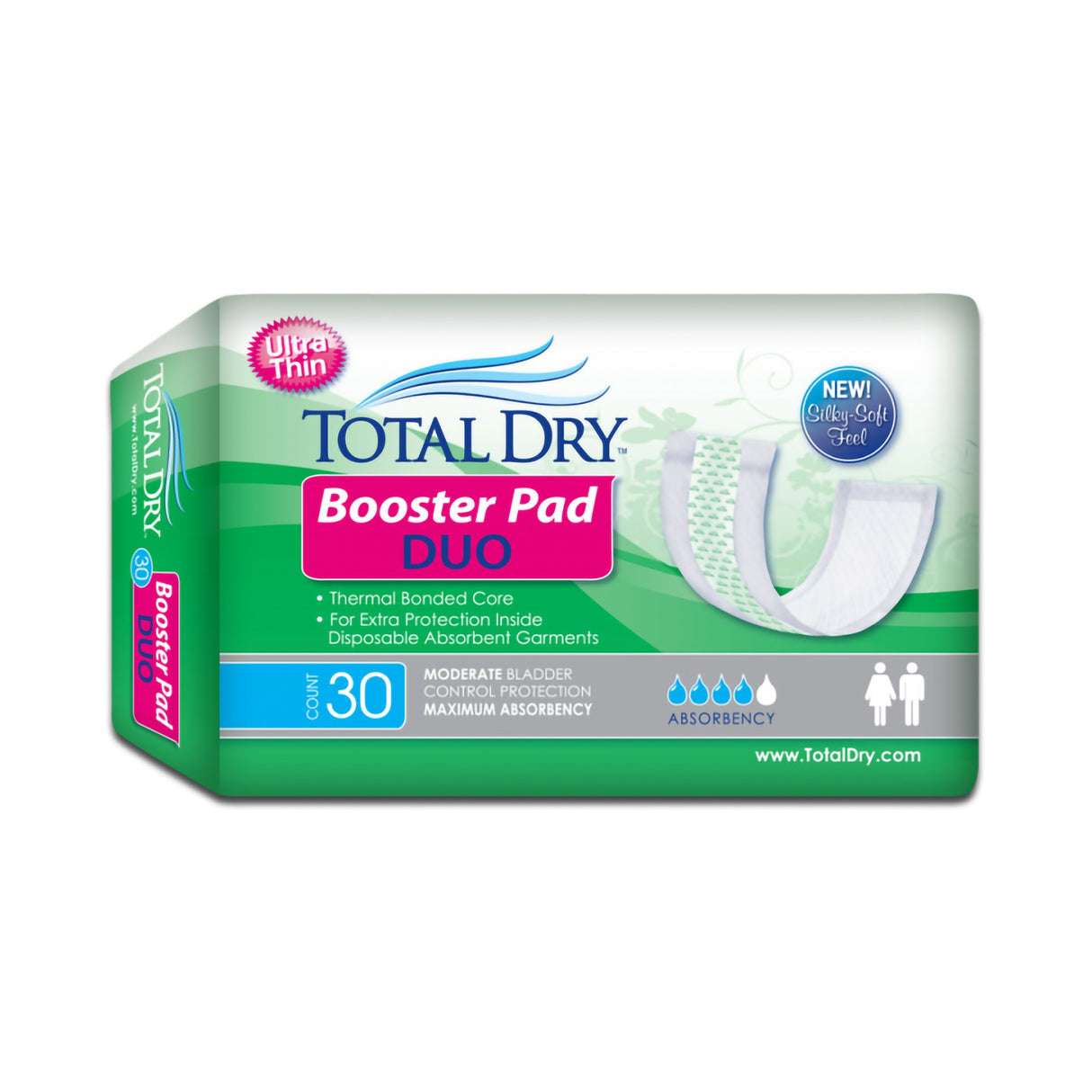 Booster Pad TotalDry™ Booster Pad Duo 12 Inch Length Heavy Absorbency SecureLoc Core One Size Fits Most - BeHope