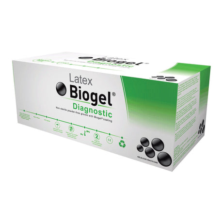 Exam Glove Biogel® Diagnostic™ Size 8 NonSterile Latex Extended Cuff Length Micro-Textured Straw Not Rated - BeHope