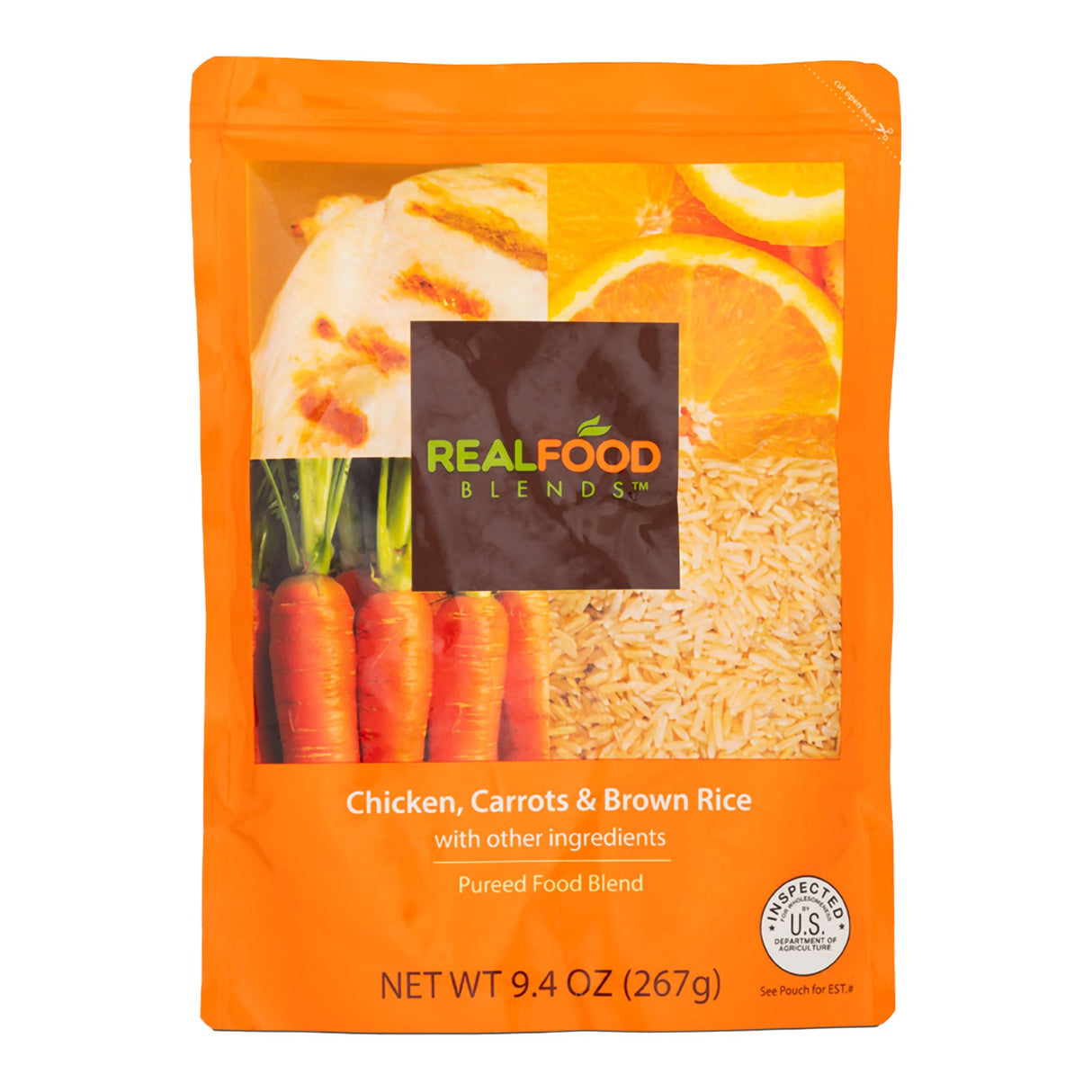 Tube Feeding Formula Real Food Blends® Chicken / Carrots / Brown Rice Flavor Liquid 9.4 oz. Pouch - BeHope