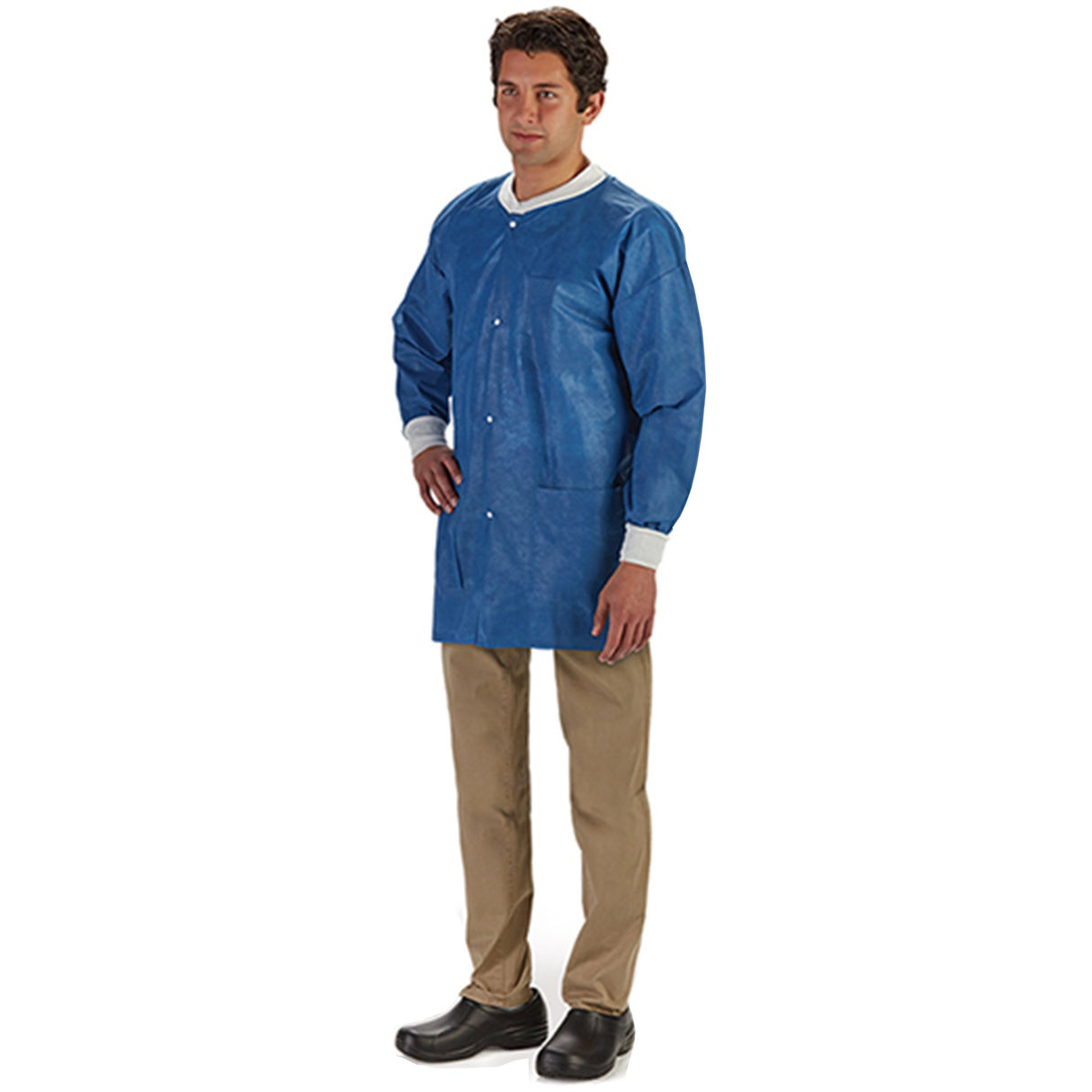 Lab Jacket LabMates® Blue Large Hip Length SMS Disposable - BeHope
