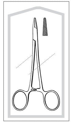 Needle Holder Baumgartner 5-1/2 Inch Length Straight Cross Serrated Blunt Tips with Groove Finger Ring Handle - BeHope