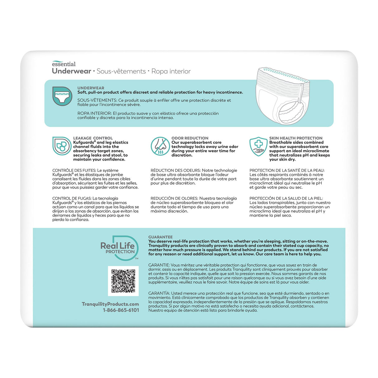 Unisex Adult Absorbent Underwear Tranquility® Essential Pull On with Tear Away Seams 3X-Large Disposable Heavy Absorbency - BeHope