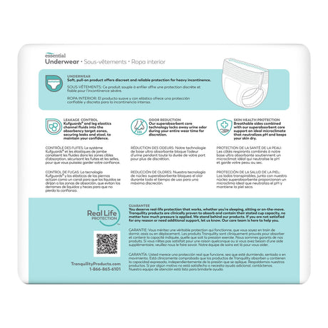 Unisex Adult Absorbent Underwear Tranquility® Essential Pull On with Tear Away Seams 3X-Large Disposable Heavy Absorbency - BeHope