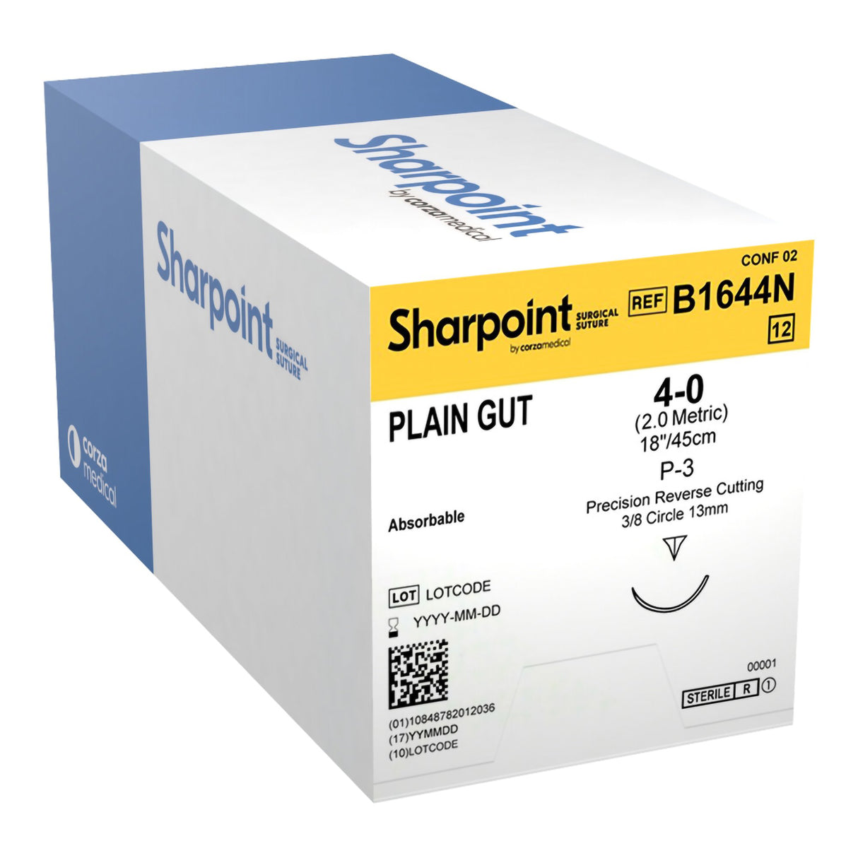 Absorbable Suture with Needle Surgical Specialties™ Plain Gut DSM13 3/8 Circle Precision Reverse Cutting Needle Size 4-0 Monofilament - BeHope