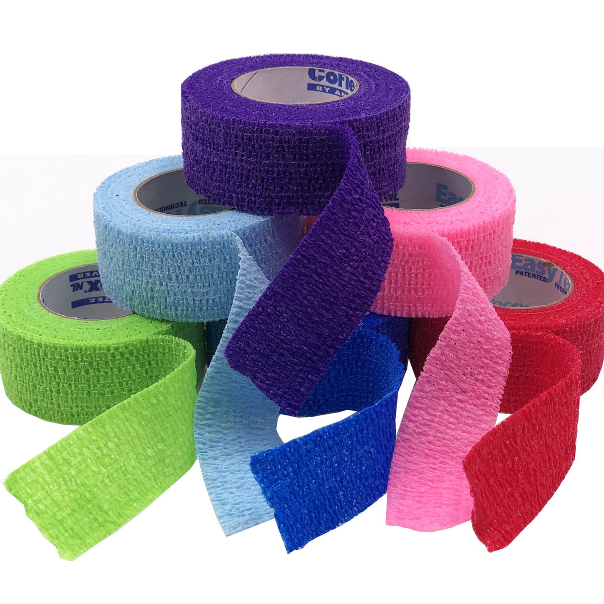 Cohesive Bandage CoFlex® NL 1 Inch X 5 Yard Self-Adherent Closure Neon Pink / Blue / Purple / Light Blue / Neon Green / Red NonSterile 12 lbs. Tensile Strength - BeHope
