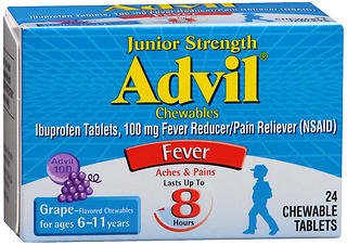 Pain Relief Advil® 100 mg Strength Ibuprofen Chewable Tablet 24 per Bottle - BeHope