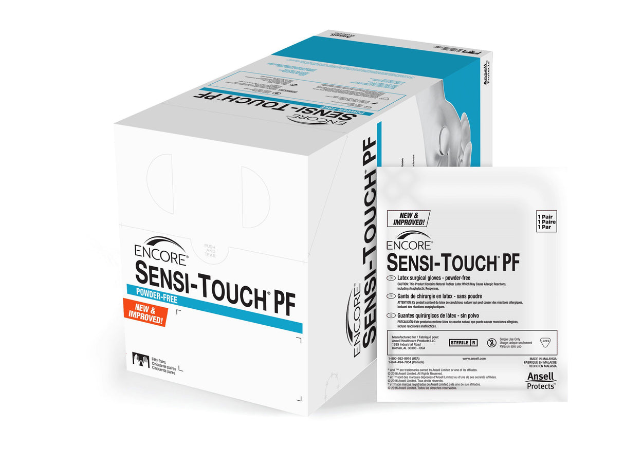 Surgical Glove ENCORE® Sensi-Touch® PF Size 6 Sterile Latex Standard Cuff Length Micro-Textured Natural Chemo Tested - BeHope