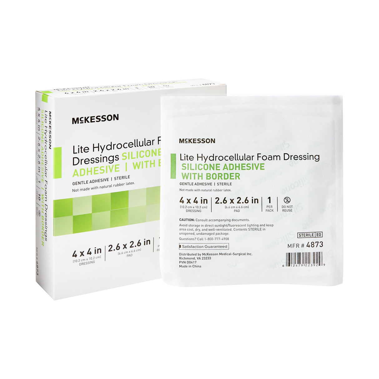 Thin Foam Dressing McKesson Lite 4 X 4 Inch With Border Film Backing Silicone Gel Adhesive Square Sterile - BeHope