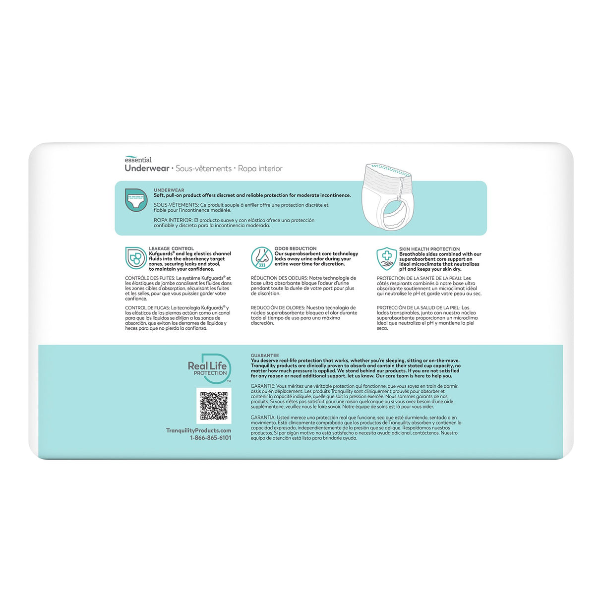 Unisex Adult Absorbent Underwear Tranquility® Essential Pull On with Tear Away Seams Small Disposable Moderate Absorbency - BeHope