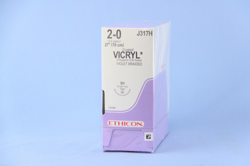 Absorbable Suture with Needle Coated Vicryl™ Polyglactin 910 SH 1/2 Circle Taper Point Needle Size 2-0 Braided - BeHope