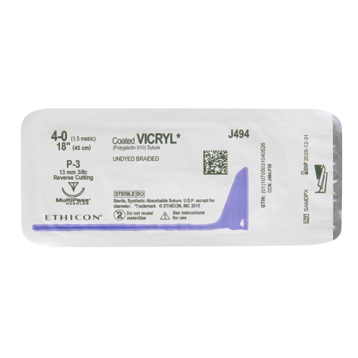 Absorbable Suture With Needle Coated Vicryl™ Polyglactin 910 Precision Reverse Cutting Braided - BeHope