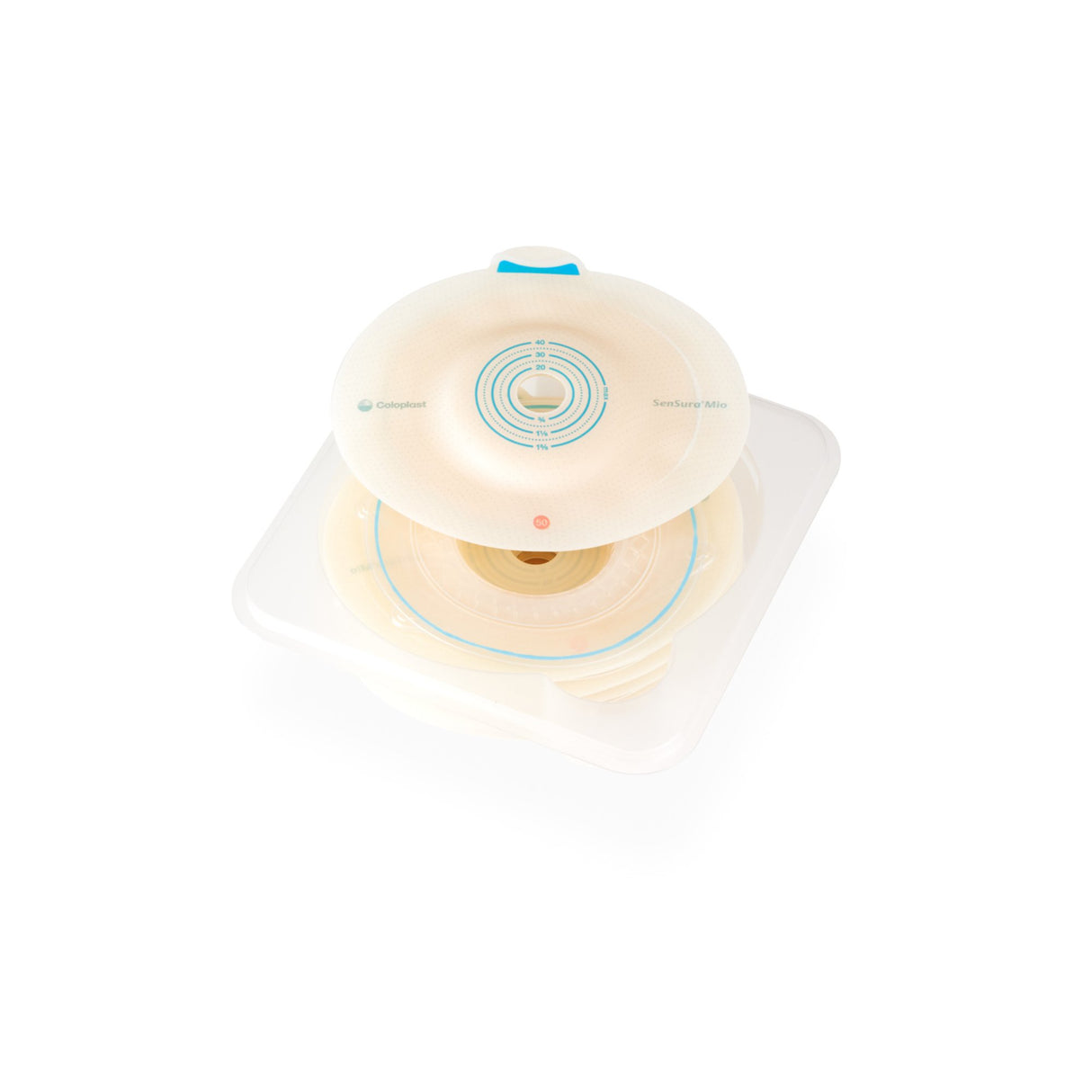 Ostomy Barrier SenSura® Mio Convex Trim to Fit, Extended Wear Elastic Adhesive 50 mm Flange Red Code System 15 to 40 mm Opening - BeHope