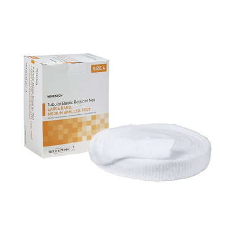 Elastic Net Retainer Dressing McKesson Tubular Elastic 10-1/2 Inch X 25 Yard (26.7 cm X 22.9 m) Size 4 White Large Hand / Medium Arm / Leg / Foot NonSterile - BeHope