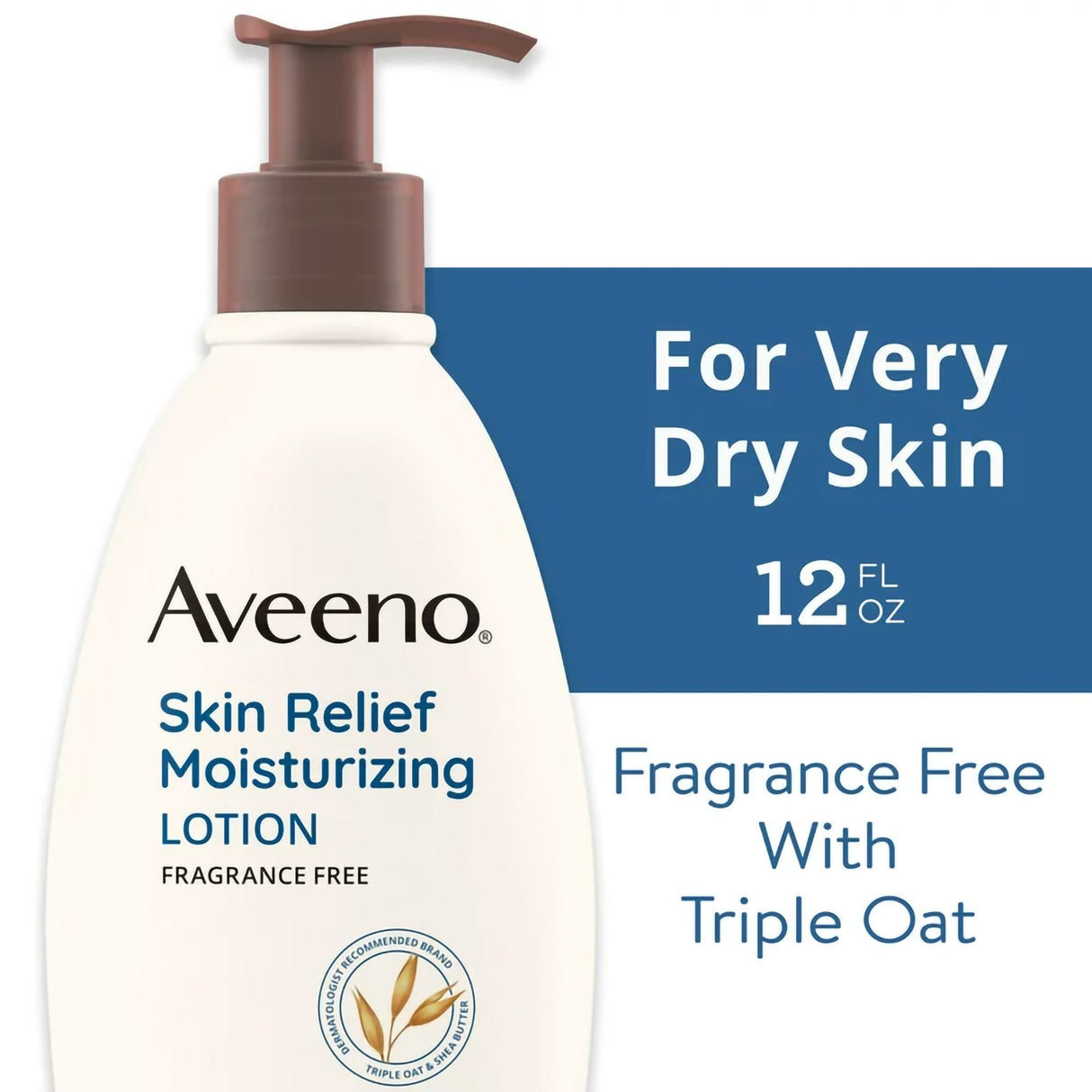 Hand and Body Moisturizer Aveeno® Skin Relief 12 oz. Pump Bottle Unscented Lotion - BeHope