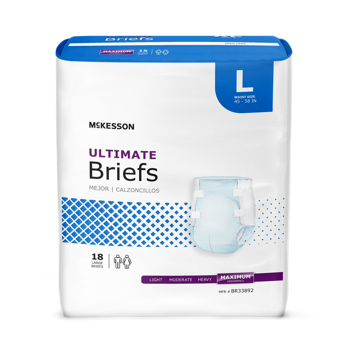 Unisex Adult Incontinence Brief McKesson Large Disposable Heavy Absorbency - BeHope