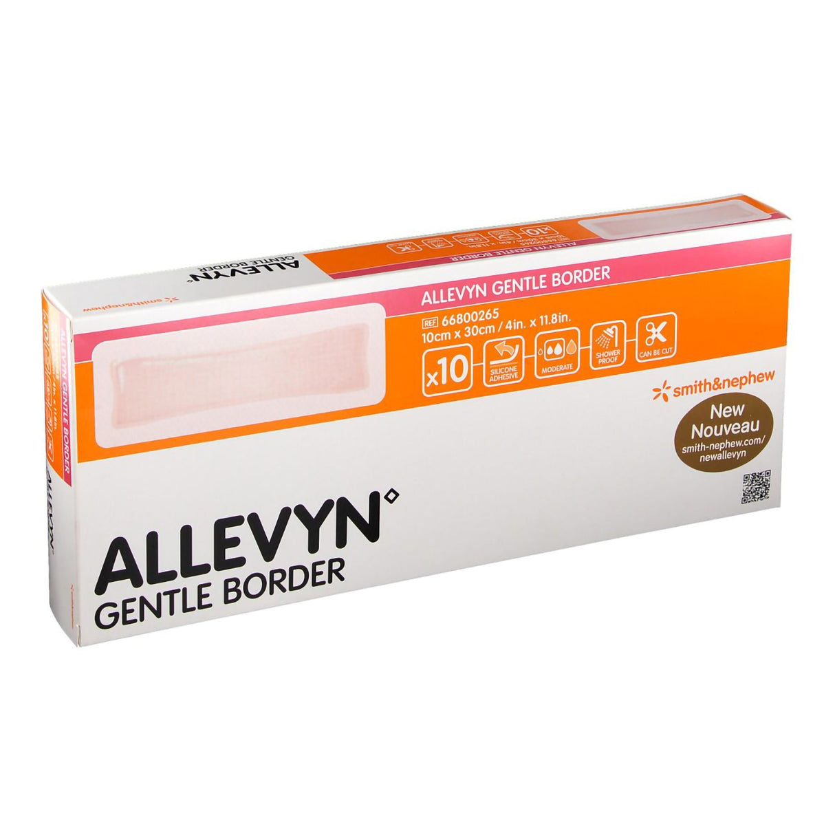 Foam Dressing Allevyn Gentle Border 4 X 12 Inch With Border Film Backing Silicone Gel Adhesive Rectangle Sterile - BeHope