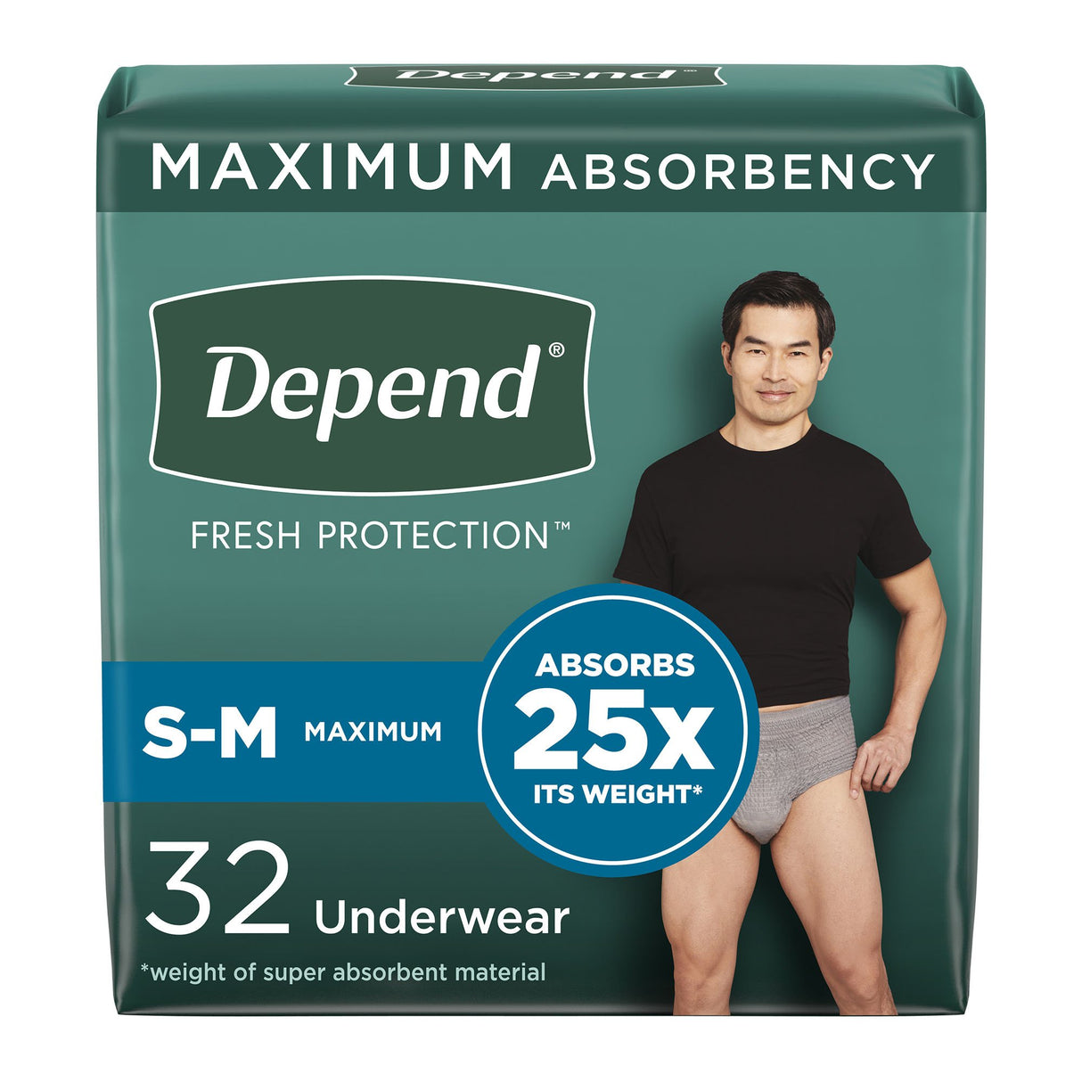 Male Adult Absorbent Underwear Depend® Fresh Protection Waistband Style Small / Medium Disposable Heavy Absorbency - BeHope