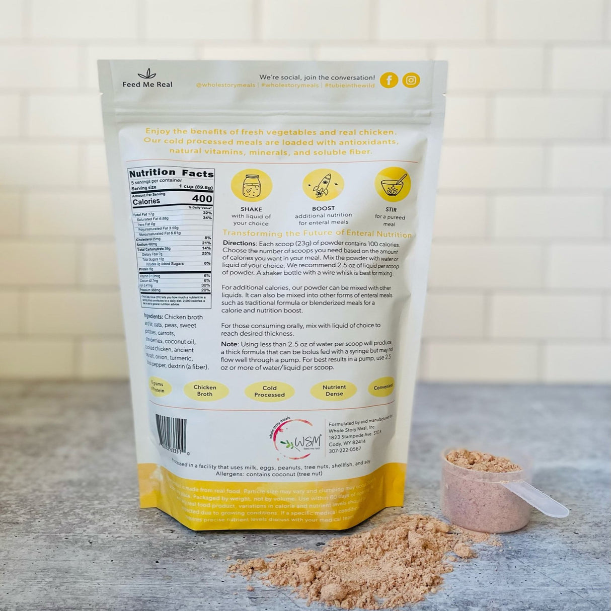 Oral Supplement Whole Story Meals Chicken / Peas / Carrot Flavor Powder 16 oz. Pouch - BeHope