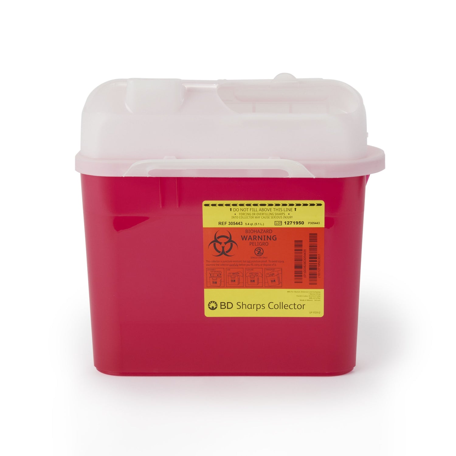 Sharps Container BD™ Gardian Red Base 11-7/10 H X 16-3/5 W X 4-1/2 D Inch Horizontal Entry 1.35 Gallon - BeHope