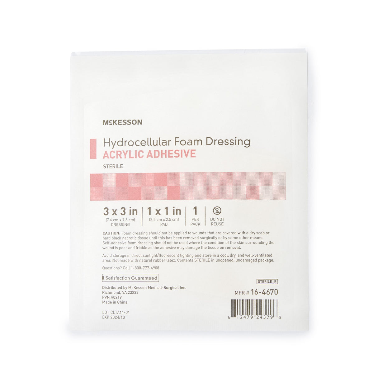 Foam Dressing McKesson 3 X 3 Inch With Border Film Backing Acrylic Adhesive Square Sterile - BeHope