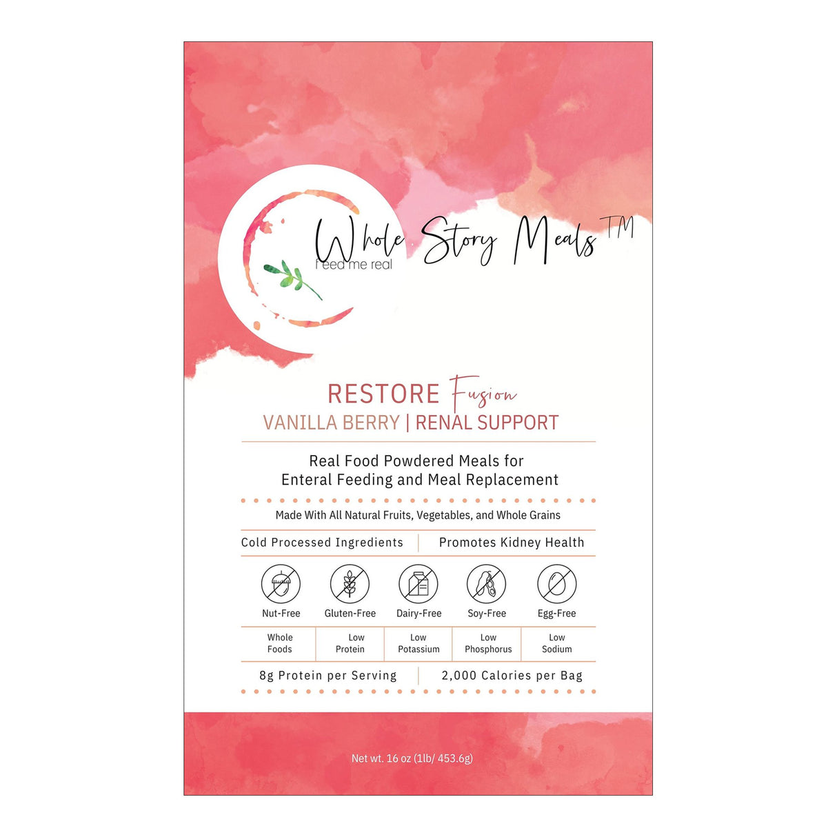 Oral Supplement Restore Fusion Renal Support Vanilla Berry Flavor Powder 16 oz. Pouch - BeHope