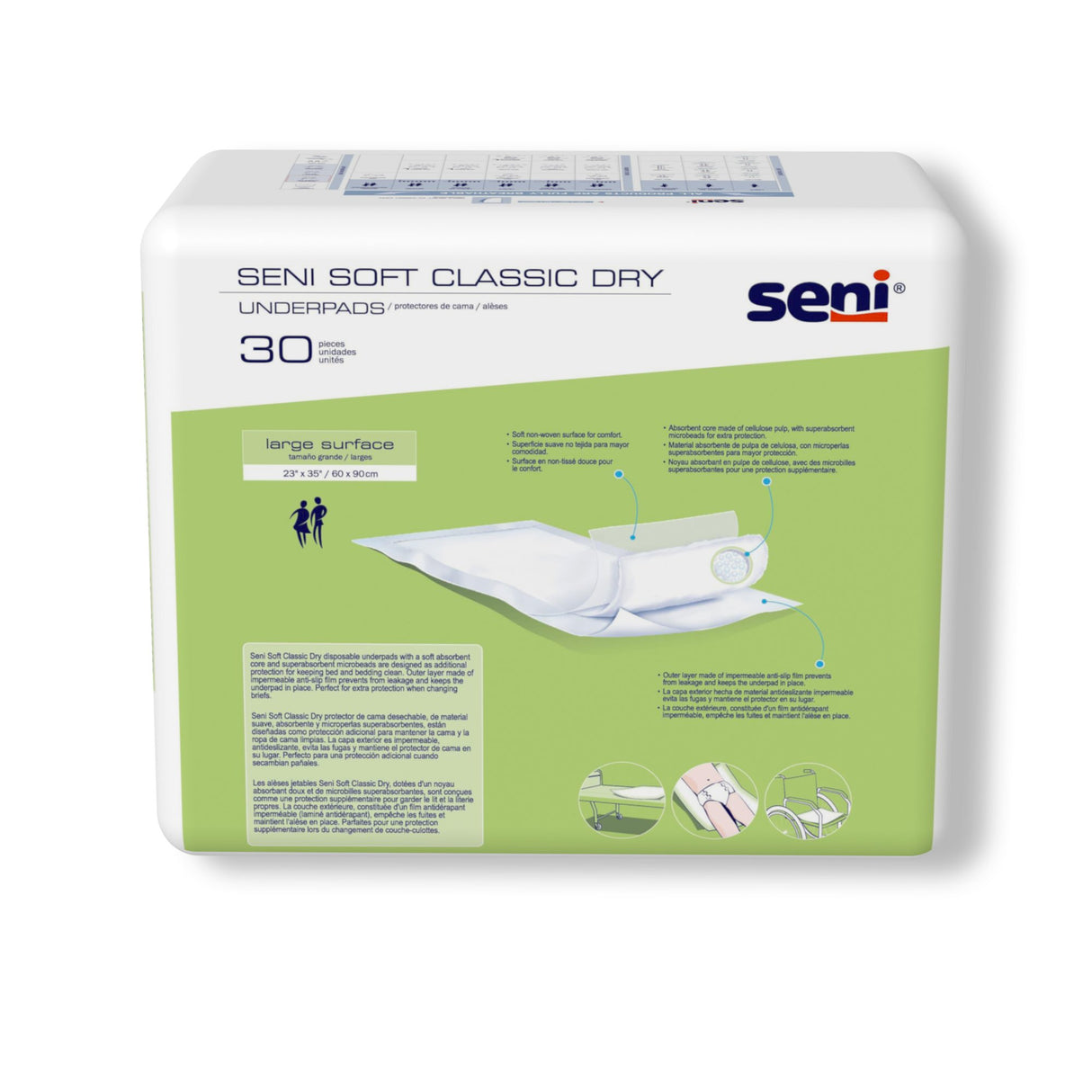 Disposable Underpad Seni® Soft Classic Dry 23 X 35 Inch Cellulose Pulp Light Absorbency - BeHope