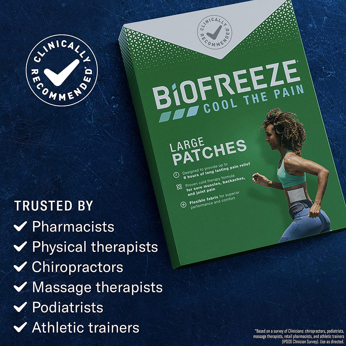 Topical Pain Relief Biofreeze® 5% Strength Menthol Patch 5 per Box - BeHope