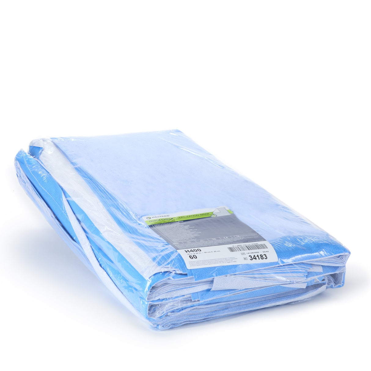 QUICK CHECK* H400 Sterilization Wrap White / Blue 24 X 24 Inch Dual Layer SMS Polypropylene Steam / EO Gas / Hydrogen Peroxide - BeHope