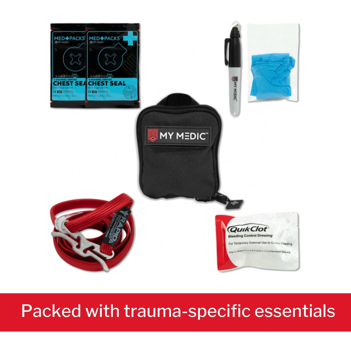 First Aid Kit My Medic™ Everyday Carry Black Rubber Case - BeHope