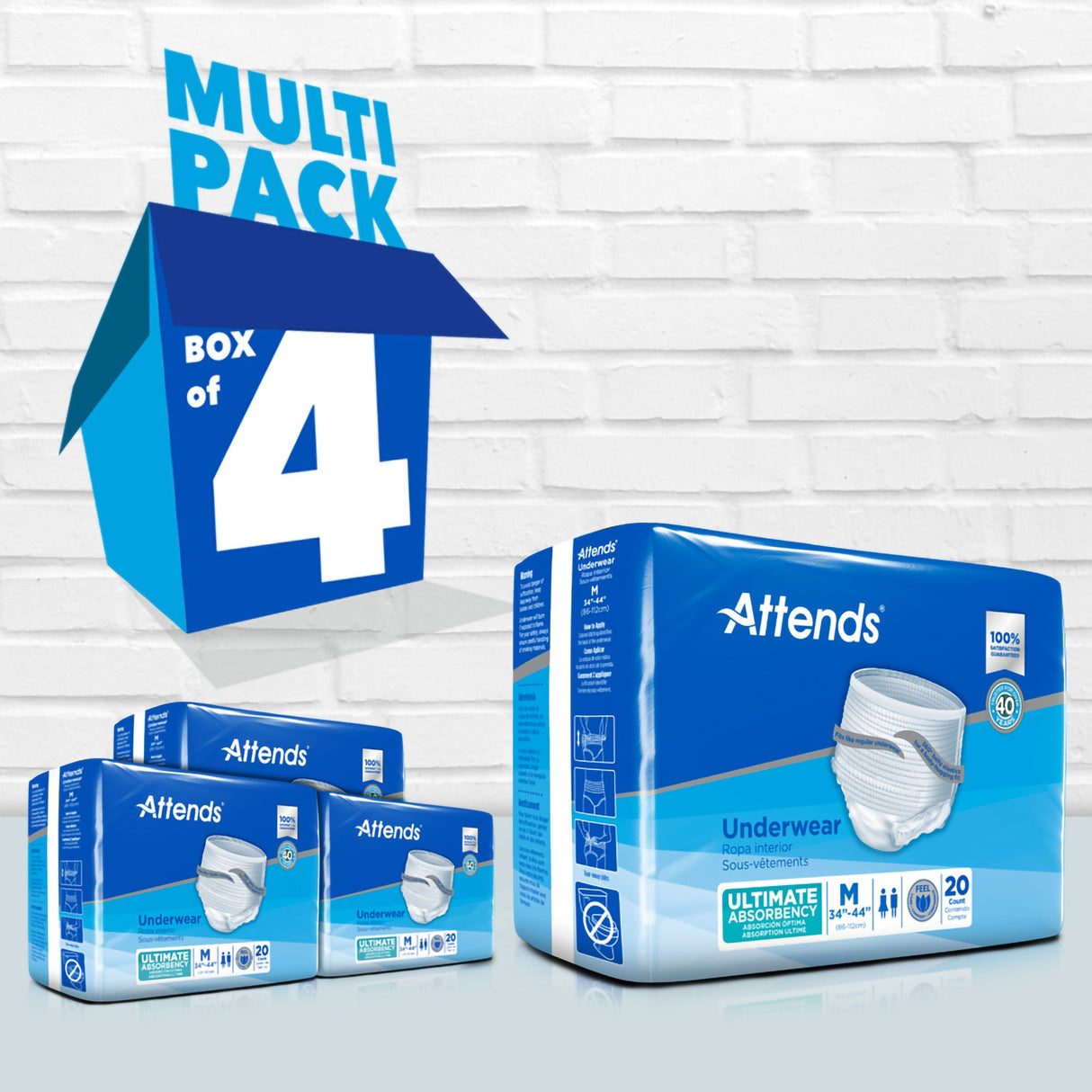 Unisex Adult Absorbent Underwear Attends Advanced Pull On with Tear Away Seams Medium Disposable Heavy Absorbency - BeHope