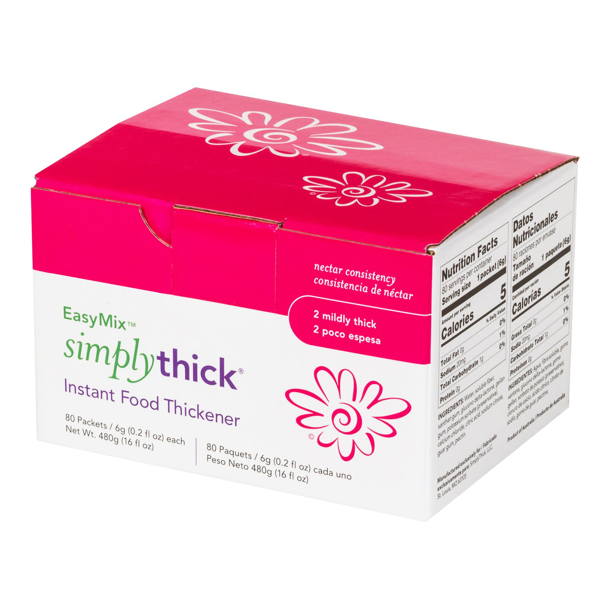 Food and Beverage Thickener SimplyThick® Easy Mix 6 Gram Individual Packet Unflavored Gel IDDSI Level 2 Mildly Thick - BeHope