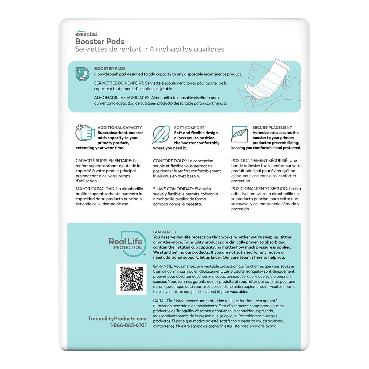 Booster Pad Tranquility® Essential 12 X 14 Inch Moderate Absorbency Super Absorbent Core Regular - BeHope