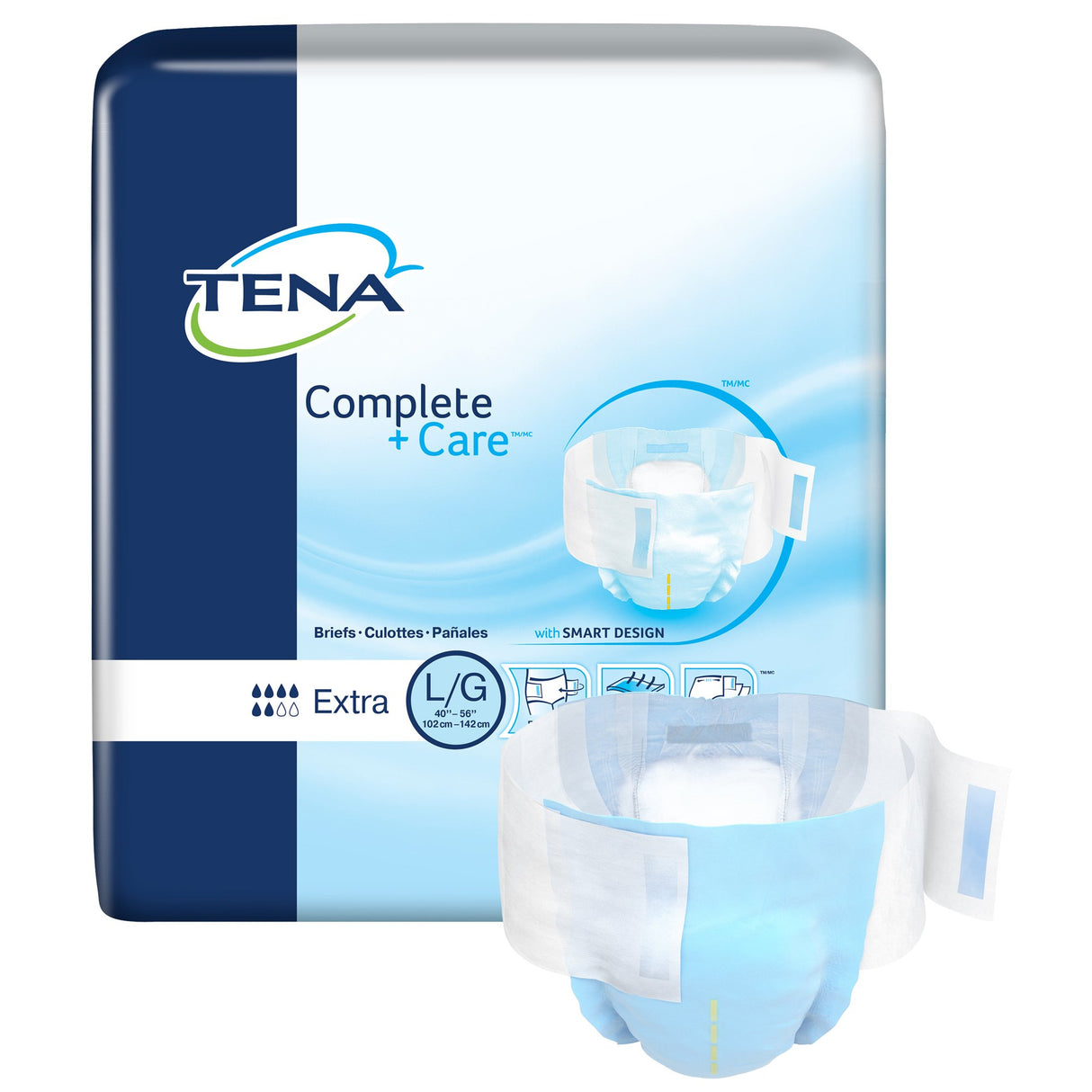 Unisex Adult Incontinence Brief TENA® Complete + Care™ Large Disposable Moderate Absorbency - BeHope