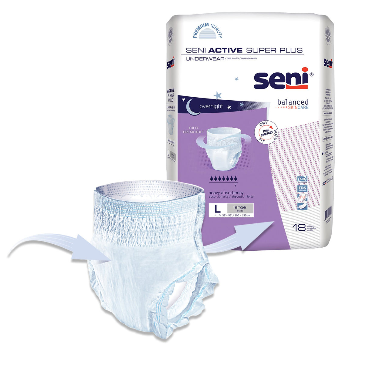 Unisex Adult Absorbent Underwear Seni® Active Super Plus Pull On with Tear Away Seams Large Disposable Heavy Absorbency - BeHope
