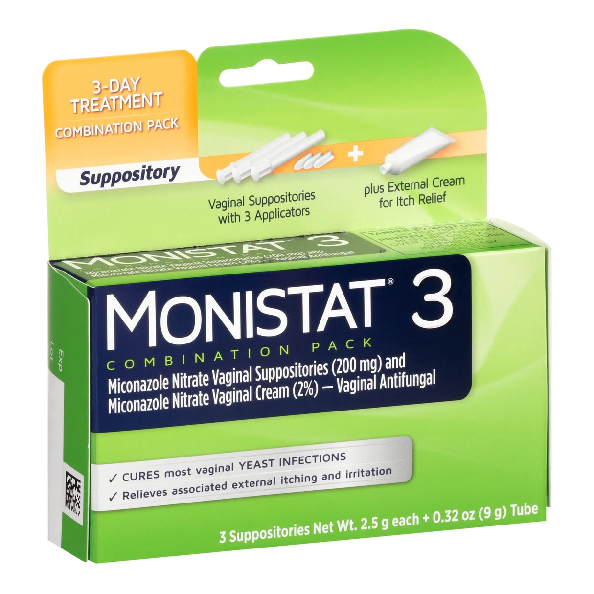 Vaginal Antifungal MONISTAT® 3-Day Treatment Combination Pack Ovule® 200 mg / 2% Strength Ovule® insert 3 Per Box Applicator - BeHope