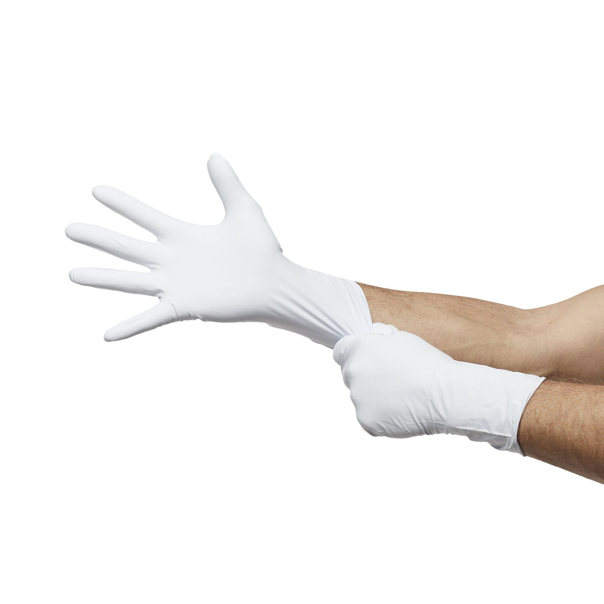 Exam Glove LifeStar™ EC Large NonSterile Nitrile Extended Cuff Length Textured Fingertips White / Blue Fentanyl Tested - BeHope