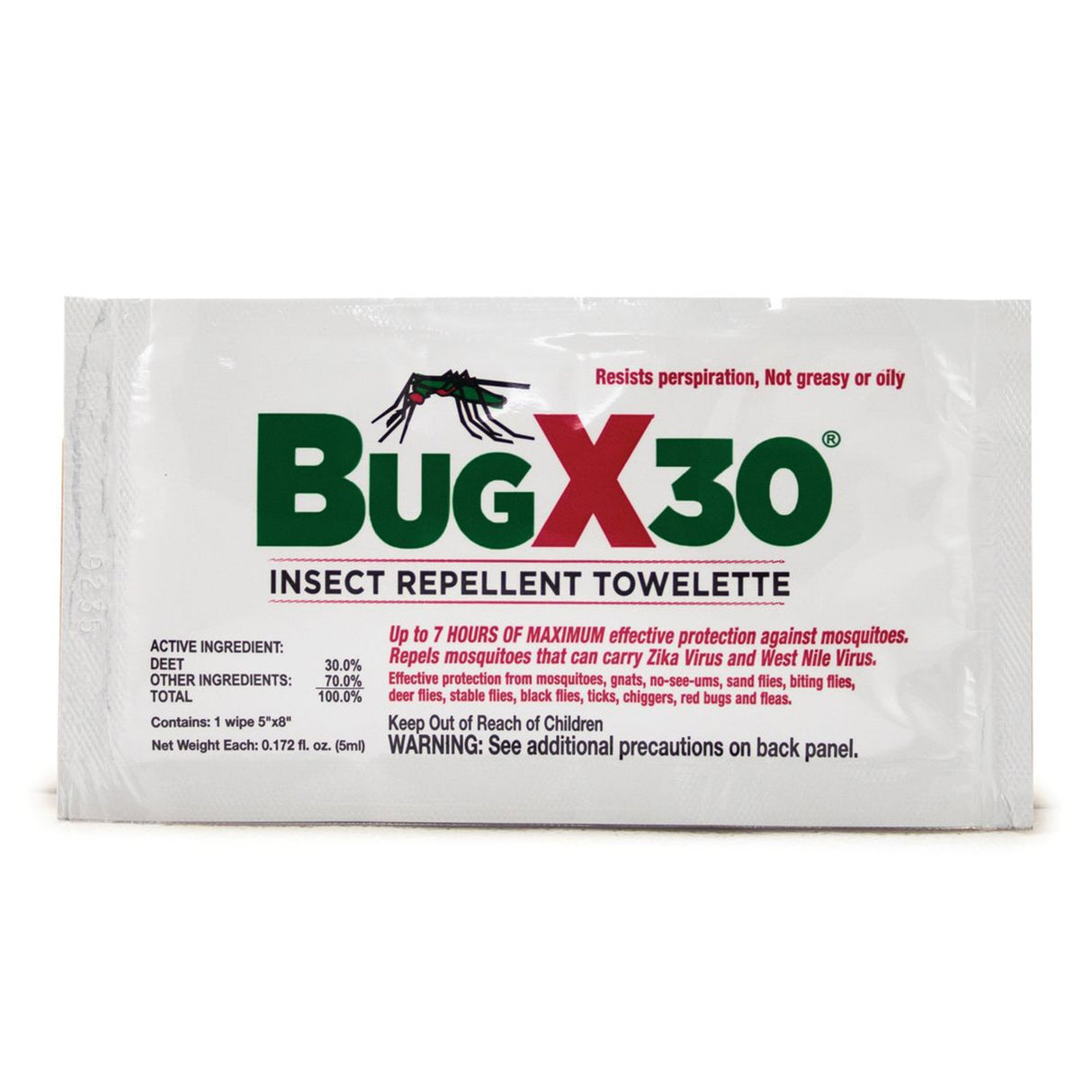 Insect Repellent BugX 30 Towelette Individual Packet - BeHope