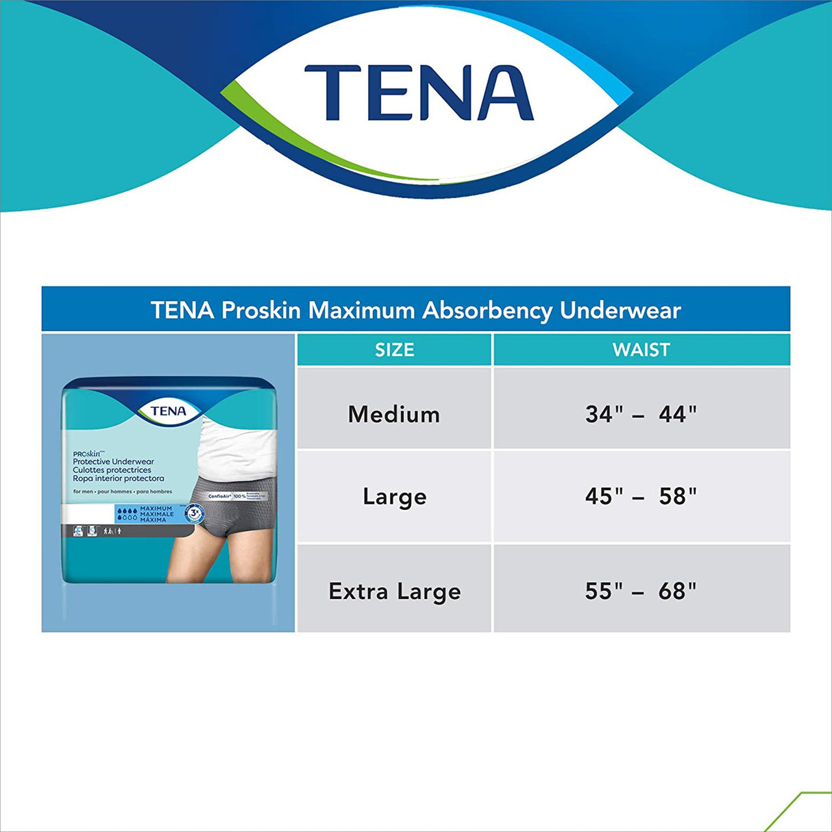 Male Adult Absorbent Underwear TENA® ProSkin™ Pull On with Tear Away Seams X-Large Disposable Moderate Absorbency - BeHope
