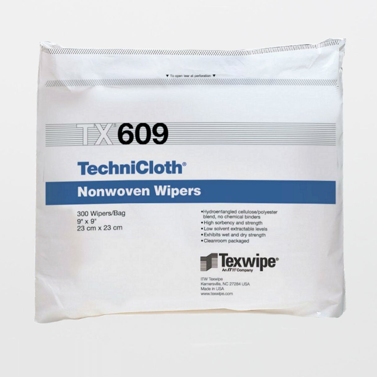 Cleanroom Wipe TechniCloth® 300 Count Bag 9 X 9 Inch NonSterile Disposable - BeHope