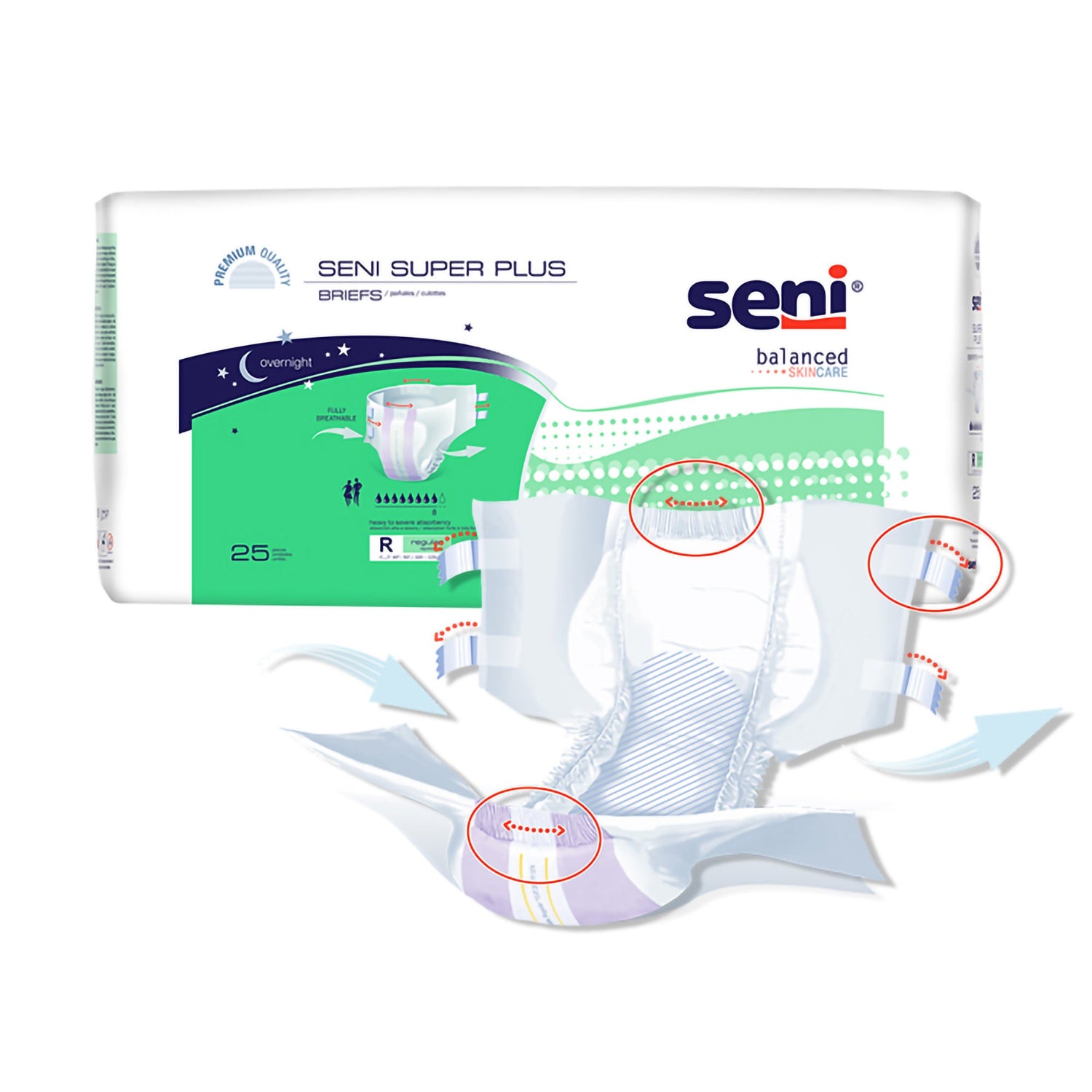 Unisex Adult Incontinence Brief Seni® Super Plus Medium Disposable Heavy Absorbency - BeHope