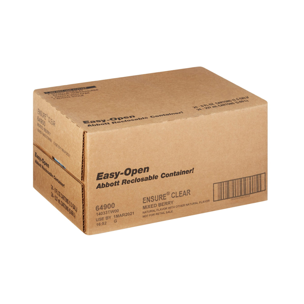 Oral Supplement Ensure® Clear Therapeutic Nutrition Mixed Berry Flavor Liquid 8 oz. Reclosable Carton - BeHope