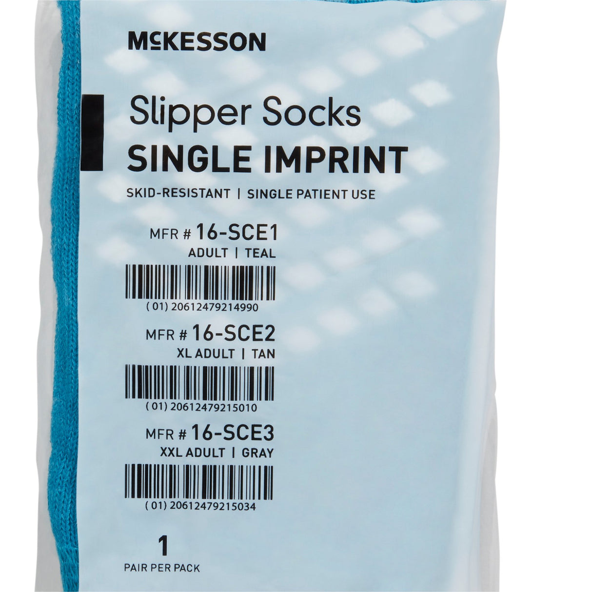 Slipper Socks McKesson Unisex Adult Large Single Tread Single Patient Use Teal - BeHope