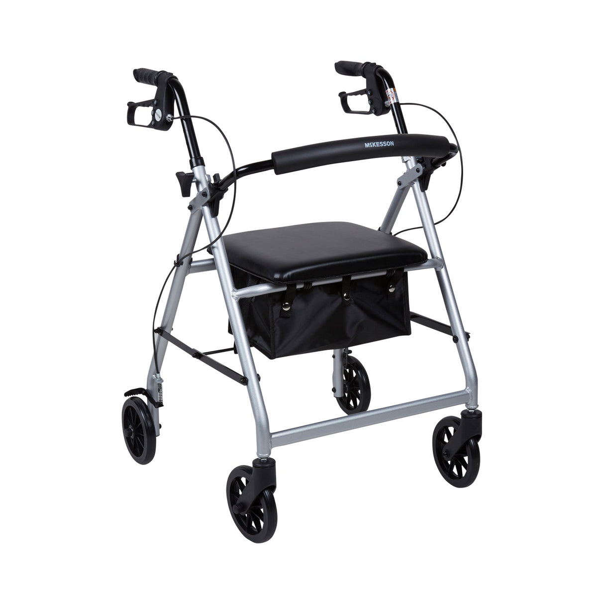 4 Wheel Rollator McKesson Silver Adjustable Height / Folding Aluminum Frame - BeHope