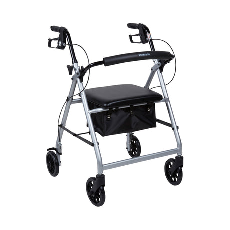 4 Wheel Rollator McKesson Silver Adjustable Height / Folding Aluminum Frame - BeHope
