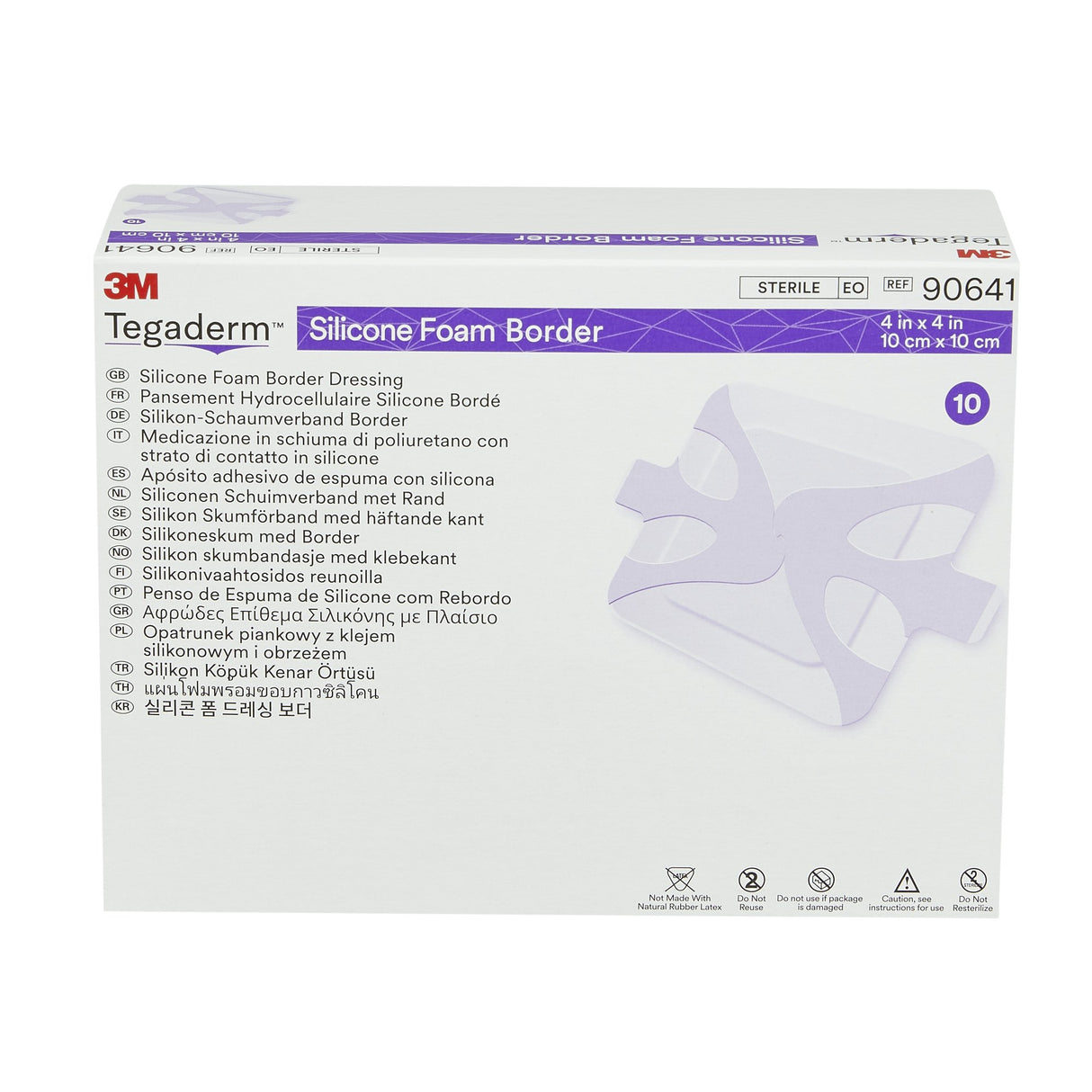 Foam Dressing 3M™ Tegaderm™ 4 X 4 Inch With Border Film Backing Silicone Adhesive Square Sterile - BeHope