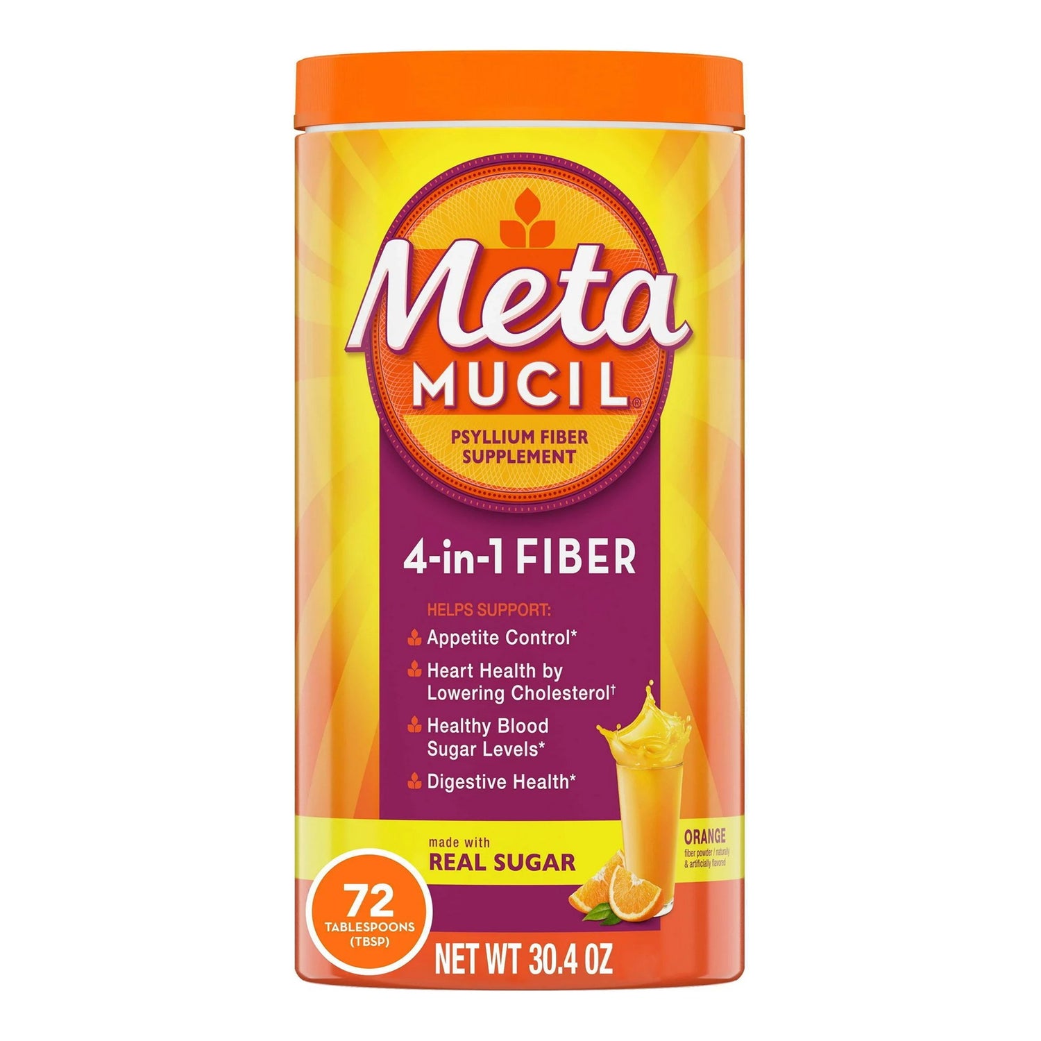 Fiber Supplement Metamucil® Orange Flavor Powder 30 oz. 3.4 Gram Strength Psyllium Husk - BeHope