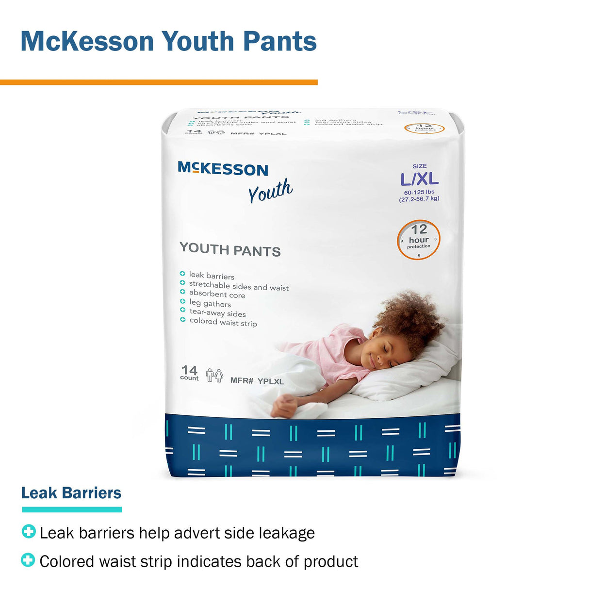 Unisex Youth Absorbent Underwear McKesson Pull On with Tear Away Seams Large / X-Large Disposable Heavy Absorbency - BeHope