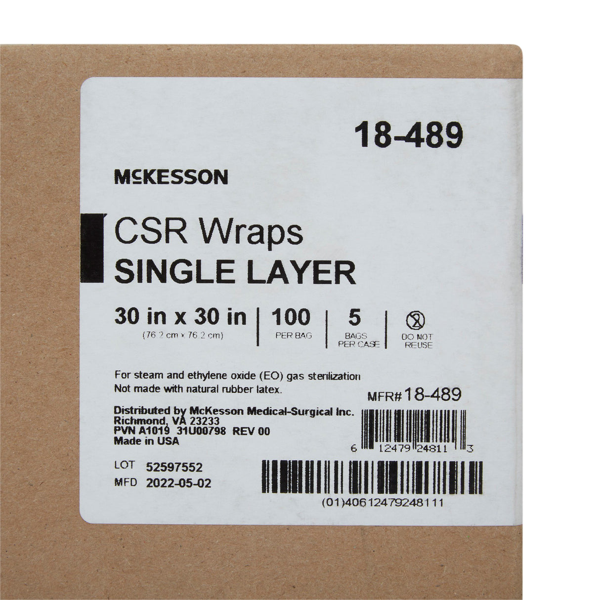 McKesson Sterilization Wrap Blue 30 X 30 Inch Single Layer Cellulose Steam / EO Gas - BeHope
