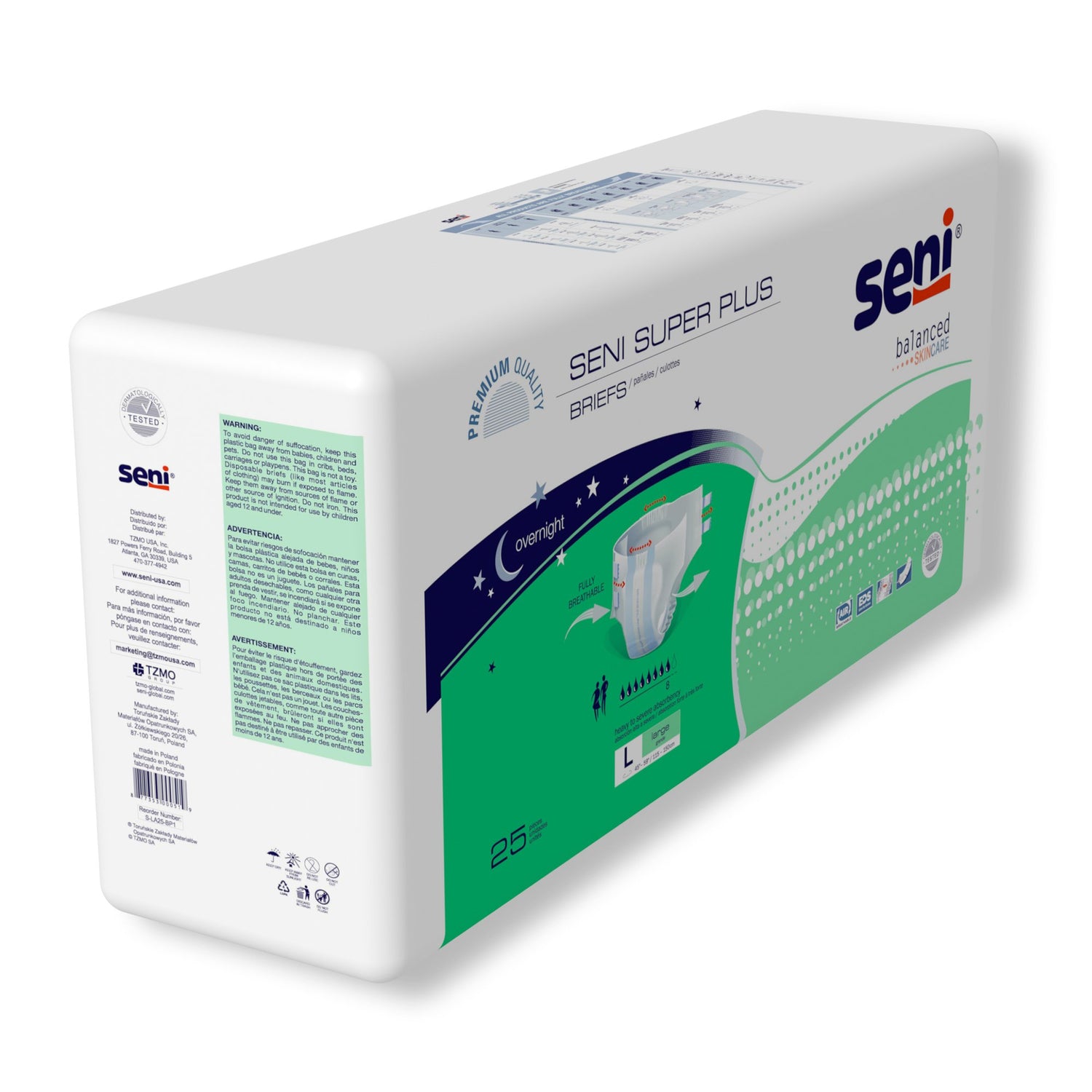 Unisex Adult Incontinence Brief Seni® Super Plus Large Disposable Heavy Absorbency - BeHope
